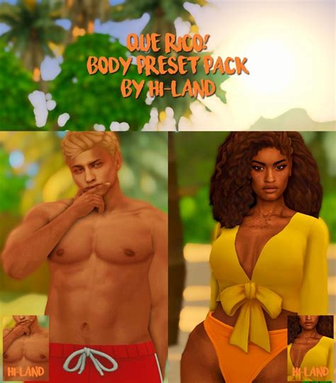 Thanks for all that helped. QUE RICO! BODY PRESET PACK | hi-land on Patreon | Sims 4 ...