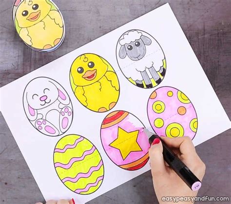 Download and print the 4 pages of paper egg coloring and decorating templates then make your own easter egg bunny, easter egg duck or this is the first page of the printable egg template set. Printable Easter Egg Paper Toy | Easter crafts, Paper toys ...