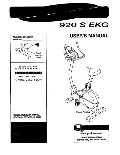 The proform 920s uses a smooth magnetic resistance system that gives you a nice smooth ride at the touch of a button. Proform 920s Ekg Exercise Bike Manual - ExerciseWalls