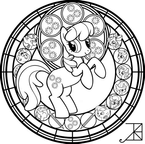 Christmas stained glass coloring pages. Cheerilee Stained Glass -line art- by Akili-Amethyst on ...