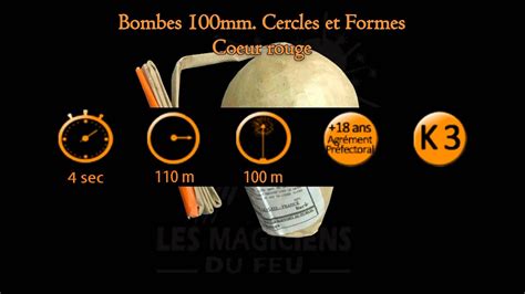 Bengales, fumigènes et torches à mains. Feu d'artifice : Bombes 100 mm Cercle et Formes Coeur ...