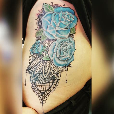 The completely blooming rose tattoos show the bold and confident side of women; Roses & lacework. | Color tattoo, Tattoos, Skull tattoo