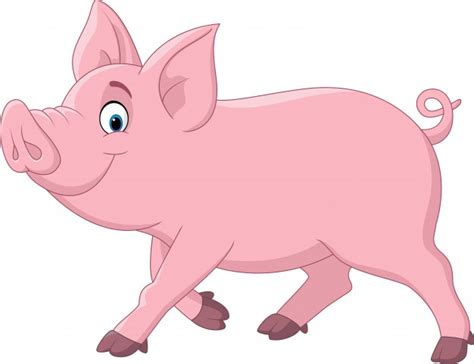 Clipart cartone animato testa di maiale. Cartone animato sorridente maiale | Vettore Premium