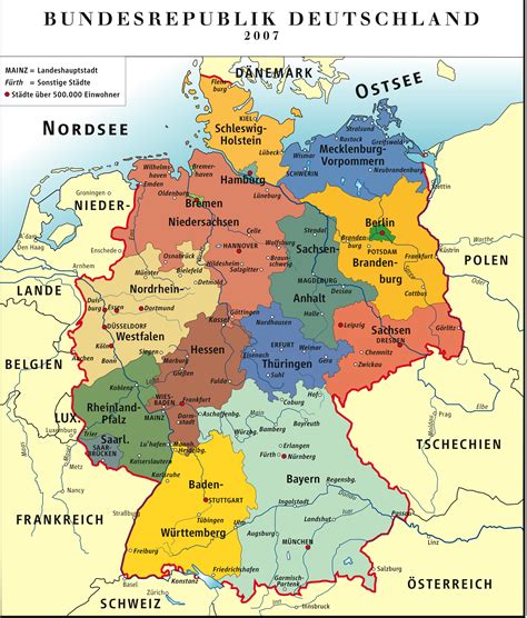 Die karte der bundesländer in deutschland zeigt alle 16 deutschen bundesländer und deren klicken sie einfach in der bundesländer karte auf das gewünschte bundesland oder die gewünschte. Deutschland Map - Deutschland • mappery