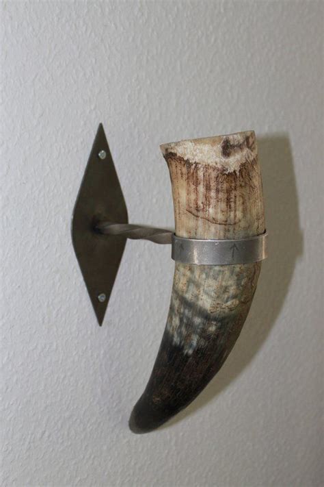 Wall sconces, wall candle holders, metal sconces, wall decor, distressed teal and gold, wall decor. Wall sconce made of metal with real cow horn, each one is ...