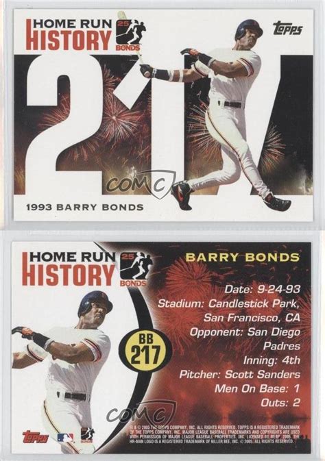 Barry bonds (барри бондс)применен фильтр. 2005 Topps Multi-Product Insert Home Run History BB217 ...
