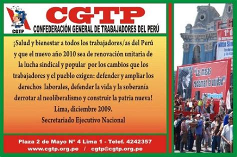 From 1 for fair use on confederación general de trabajadores del perú. CGTP JOVEN: Saludo de la CGTP a los trabajadores y ...