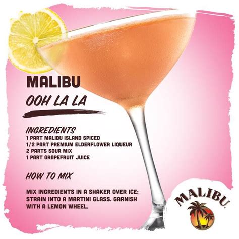 Fill a highball glass with ice cubes. •MALIBU OoH LA LA• … | Spiced rum drinks, Cocktails with ...