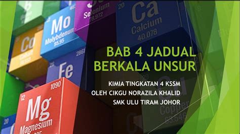 2.1.6 mengkonsepsikan pembentukan suatu kssm sains tingkatan 1. Nota Kimia Tingkatan 4 KSSM BAB 4 Jadual Berkala Unsur ...