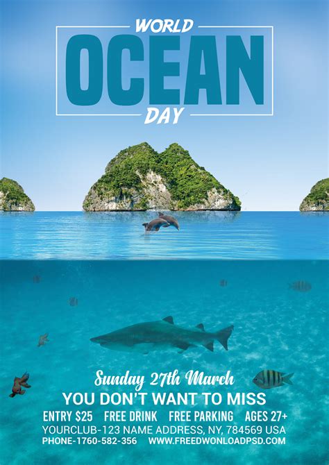 It's the perfect opportunity to learn about the oceans and their importance in our lives, and to think about what we. Ocean day flyer template+Social media post ...