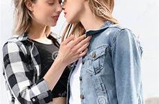 lesbian kissing couple outdoors young closed eyes stock lgbt