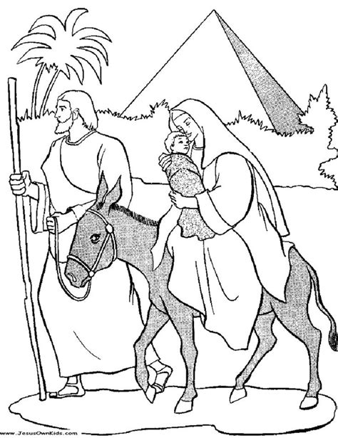 Jesus, mary, joseph and the three kings coloring page. 40c1. Matthew - Mary and Joseph flight into egypt with ...