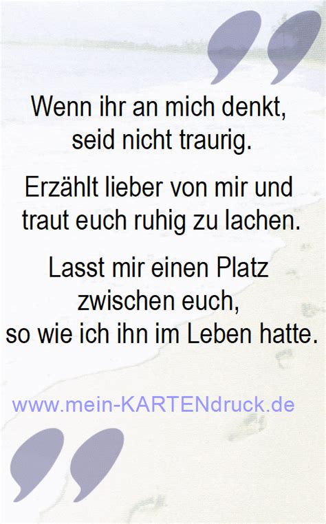 Lass uns nicht von morgen reden nie zuvor in meinem. Spuren im Sand am Meer - Trauer Klappkarte | Sprüche ...