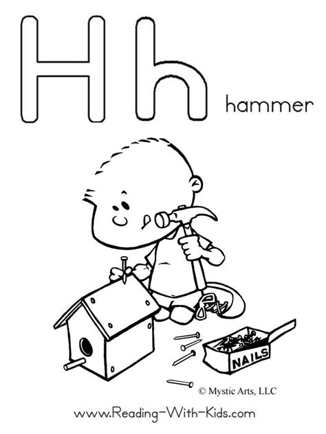 Pic alphabet for adults, alphabet words for elementary learners (there are mistakes in the file on purpose, watch the class to see them checked). H is for hammer (coloring pages for all letters ...