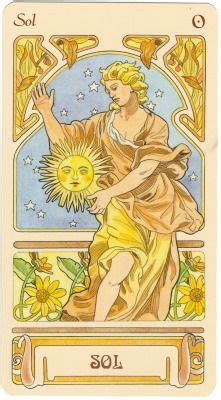 Underneath, four sunflowers grow tall above a brick wall, representing the four suits of the minor arcana and the four elements. The Sun, ruling planet of Leo | The sun tarot card, Tarot ...