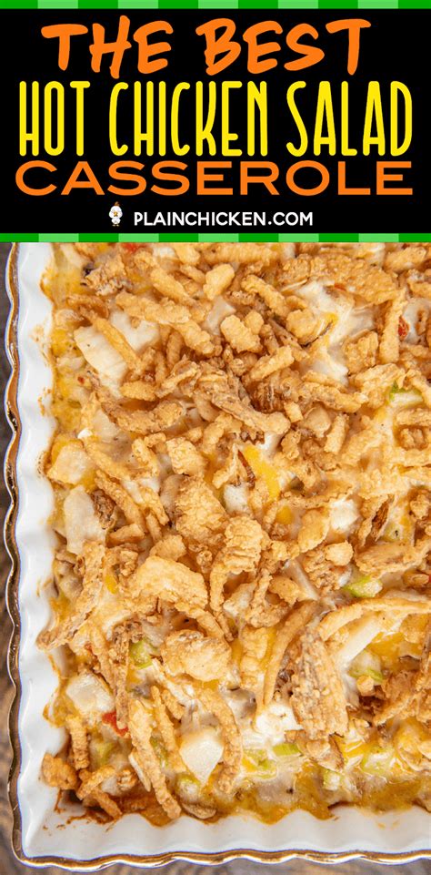 1/4 cup chopped water chestnuts. The BEST Hot Chicken Salad - seriously delicious chicken ...