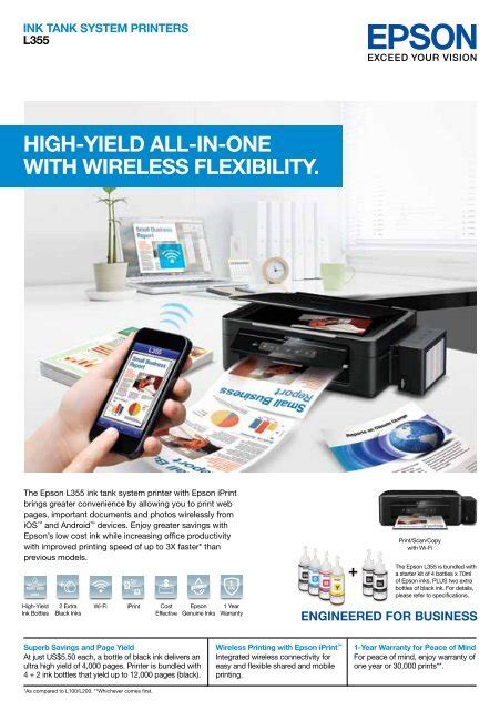 Epson product setup contains everything you need to use your epson product. Epson Printer Drivers L355 - Uses l355 can print color and black print 7500 45000 prints ...