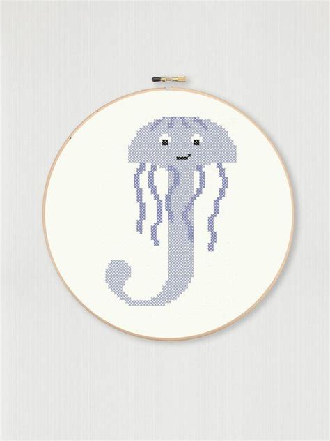 There are currently more than 170 designs available for free downloading. Cross stitch letter J Jellyfish pattern, instant digital ...