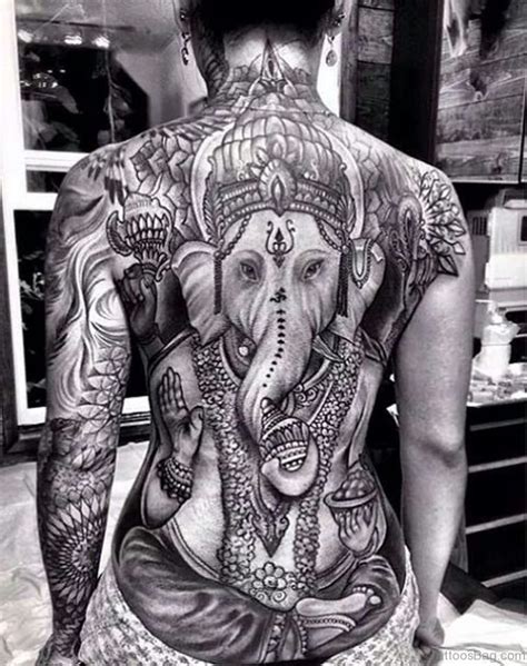 A colorful lord ganesha tattoo looks illustrious and vibrant. 50 Classic Ganesha Tattoos On Back