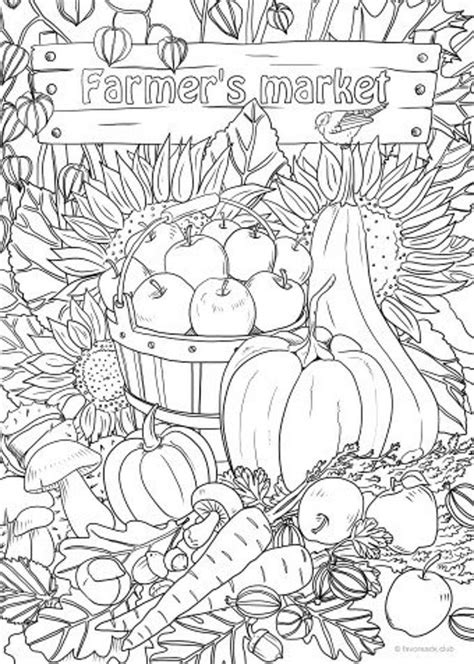 Fall guys coloring pages are a fun way for kids of all ages to develop creativity, focus, motor skills and color recognition. Farmer's Market - Printable Adult Coloring Page from ...