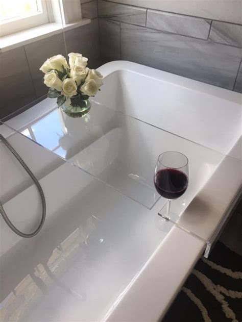 Its hooks and soap tray give you plenty of space for all your shower accessories and. Acrylic Bathtub Caddy with Wine Holder bathtub shelf bath ...