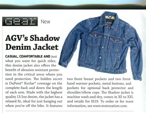 Full size range from small upto 12xlarge fully lined. Motonation: BMW Motorcycle Magazine AGV Sport Kevlar Denim ...