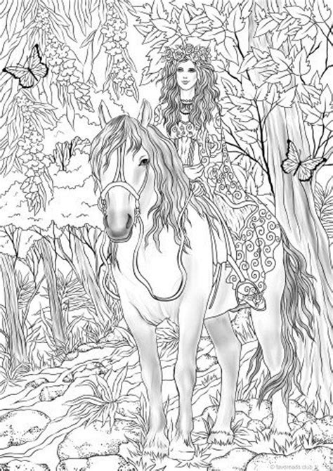 Coloring isn't just for kids anymore. Fairy on a Horse - Printable Adult Coloring Page from ...