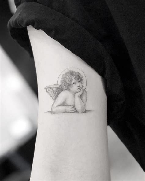 Black bow and arrow in cupid cherub hand tattoo stencil. Mr.K sur Instagram: « son #mrktattoo de charm chance » in ...