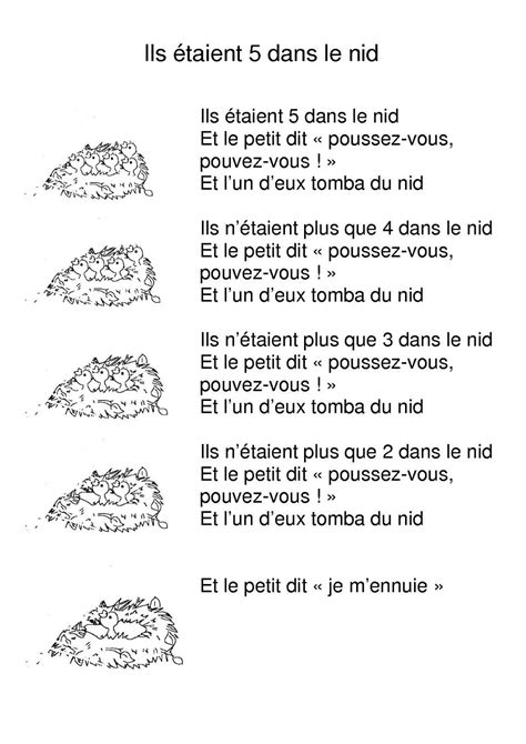 Ils étaient 10 dans le nid. comptines et poesie - chez Camille