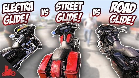 Have white face gauges, radios, nice looking footboards and pegs, a rear fender that is lower and wider, nice looking tail lights and signals, cleaner. Harley ROAD Glide vs STREET Glide vs ELECTRA Glide!