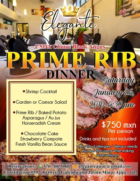 Lunch à la carte dinner daily: Prime Rib Meal Menu : These prime rib roast cooking ...