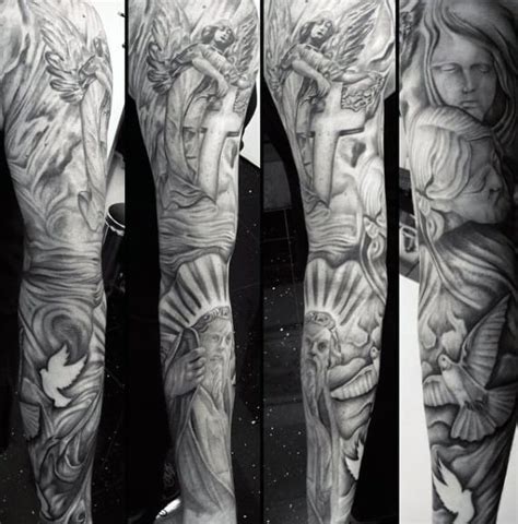 Jintherapper religious on leg tattoo. 75 Religious Sleeve Tattoos For Men - Divine Spirit Designs