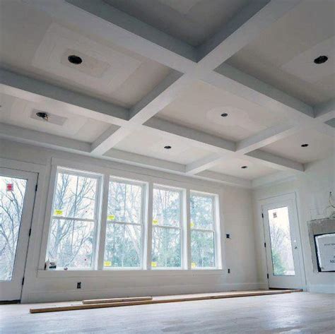 Maybe you would like to learn more about one of these? Simple White Painted Drywall Coffered Ceiling Living Room ...