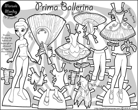 Fashion paper dolls for daughter or granddaughter. A black and white printable african-american ballerina ...