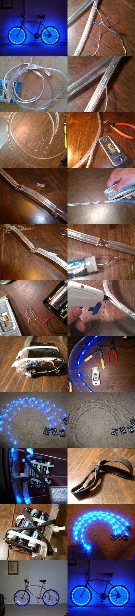 This version shows you how to make an alternate battery pack using 18650 lithium ion batteries and uses a different type of l. Wonderful DIY Bicycle Rim Lights