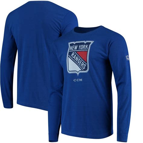 Kup t shirt new york rangersna ebay. Men's New York Rangers CCM Blue Centennial Shot Long ...