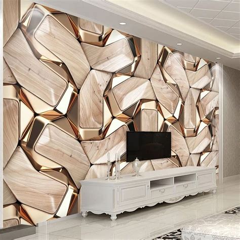 Such a living room is. Self-Adhesive Mural Wallpaper Modern 3D Abstract Geometry ...