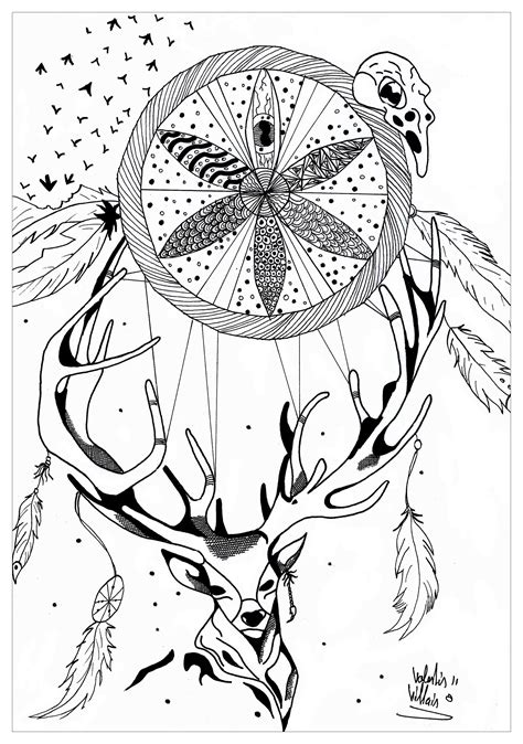 For kids & adults you can print mandala or color online. Deer Dreamcatcher Mandala - Mandalas with animals - 100% ...