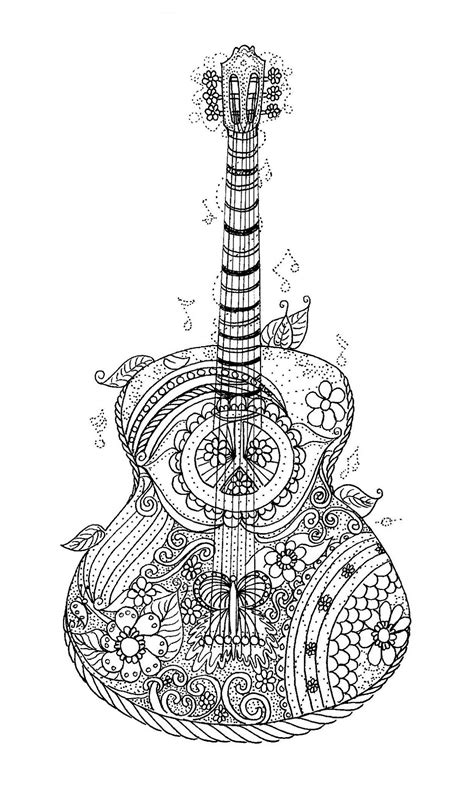 Mandala is a complex, symmetrical or asymmetrical ornament that represents a microcosm of the entire universe. Guitar Coloring Page Guitar Mandala Coloring Pages Adult ...