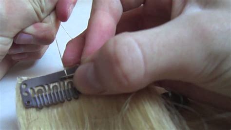 Part of the hair that needs to be connected. how to sew clips on hair extensions - YouTube