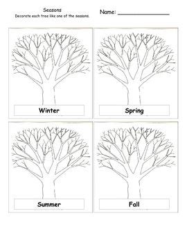 Fun 4 seasons drawings and weather pictures to color of seasonal activities holidays and events for each of the 4 seasons plus months of the year activity frames and blank calendar sheets. Seasons and Trees Activity | Seasons kindergarten, Seasons ...