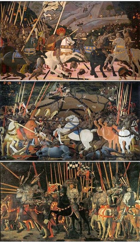 This table by paolo uccello preserved at the uffizi is part of a trio of entries representing the highlights of the famous battle of san romano. Paolo Uccello - Battaglia di San Romano **1)- Niccolò da ...