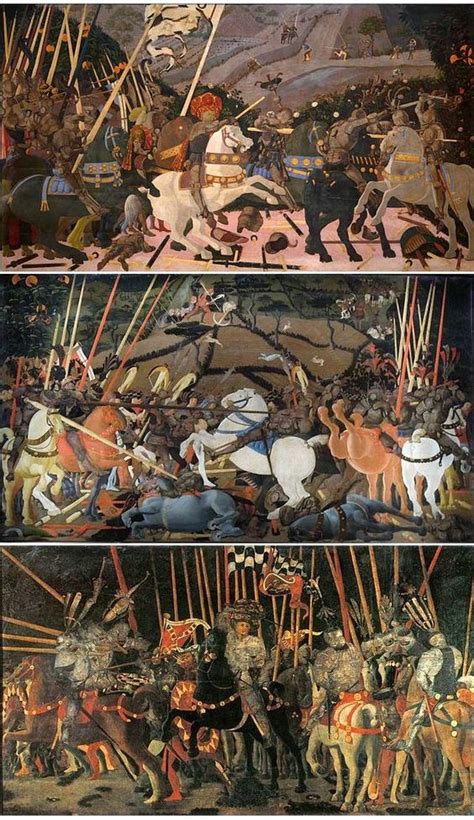 This table by paolo uccello preserved at the uffizi is part of a trio of entries representing the highlights of the famous battle of san romano. Paolo Uccello - Battaglia di San Romano **1)- Niccolò da ...