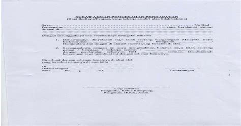 Surat akuan pengesahan pendapatan bekerja sendiri d47eyp65mjn2. SURAT AKUAN PENGESAHAN PENDAPATAN (Bagi IbuBapaQenjaga ...