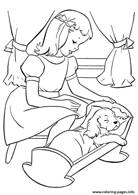 These puppy coloring pages printable are extremely cute and adorable. The Girl Putting Pup To Sleep Puppy Coloring Pages Printable