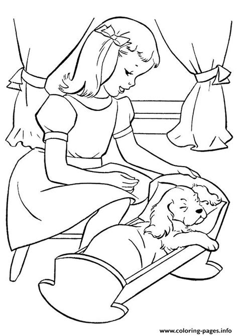 Free coloring pages for girls disney palace pets printable coloring pages disney. The Girl Putting Pup To Sleep Puppy Coloring Pages Printable