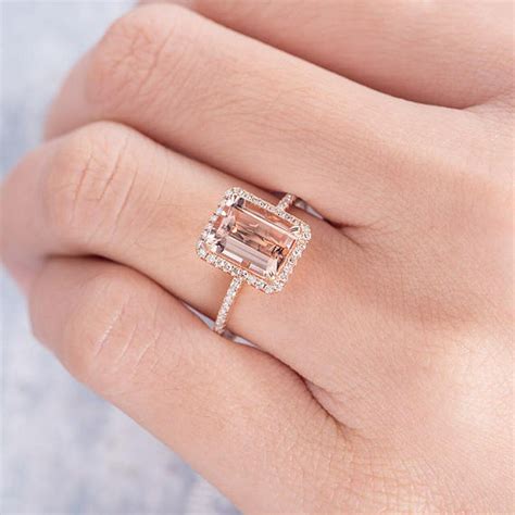 Explore a variety of emerald cut engagement rings at theknot.com. Emerald Cut Morganite Engagement Ring Rose Gold Diamond ...