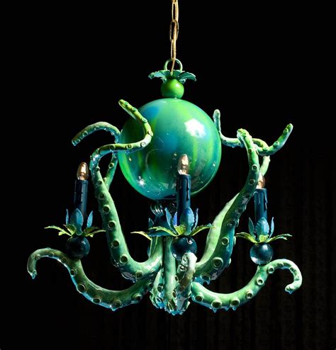 Standing 56 cm tall when open, the alien egg is a. Colorful Octopus Chandeliers by Adam Wallacavage