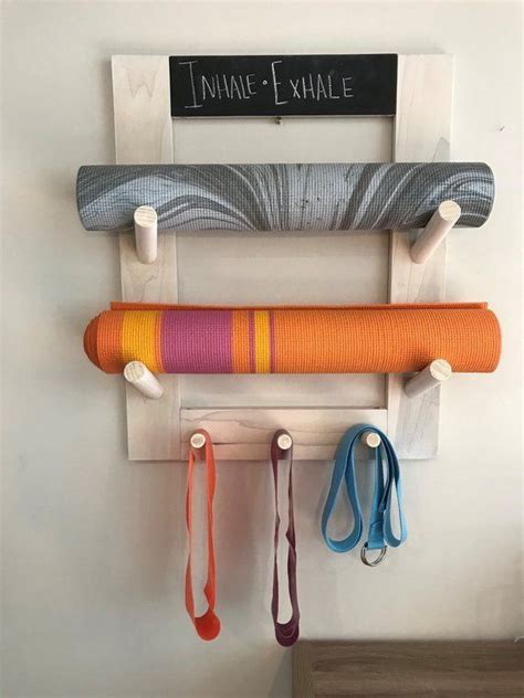 I could not be happier with how this french cleat wall. Yoga Mat Rack with Pegs| handcrafted, yoga decor, workout ...