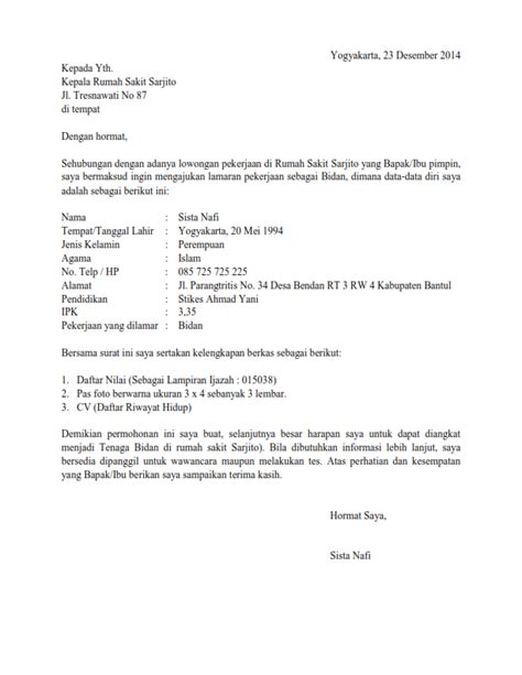 Contoh surat lamaran kerja di pt sebagai saya telah memiliki beberapa pengalaman kerja sebagai teknisi komputer pada beberapa pabrik selama jika anda ingin membuat dalam bentuk tulis tangan, contoh ini bisa menjadi acuan. Contoh Surat Lamaran Kerja Bidan Di Klinik Bersalin ...